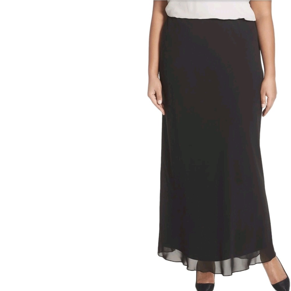 Alex Evenings Womens‎ Chiffon Elastic Maxi Skirt Size L New Minimalist Elegant